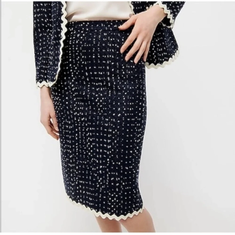 J CREW No. 2 Pencil Skirt in Navy Spotted Tweed NWT Size 4